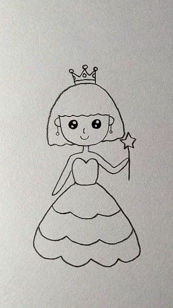 简笔画#漂亮的短发魔法公主