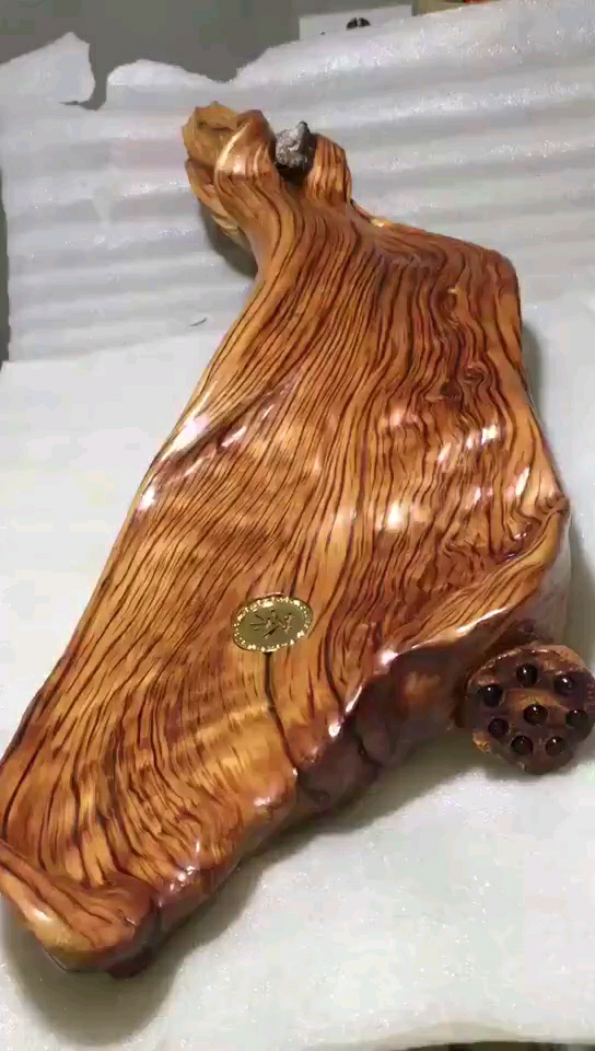 太行崖柏虎皮纹,莲藕茶盘,纹理细密