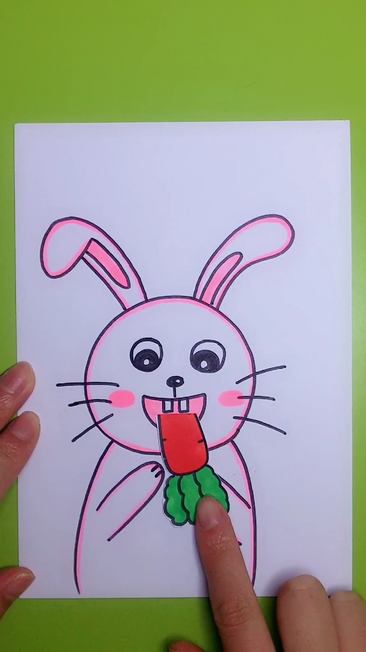 画画原来如此简单#一起和孩子玩个小白兔吃萝卜的游戏