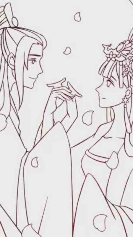 绝美汉服花嫁婚服太美乐涂 数字填色 古风 画 汉服-全民小视频