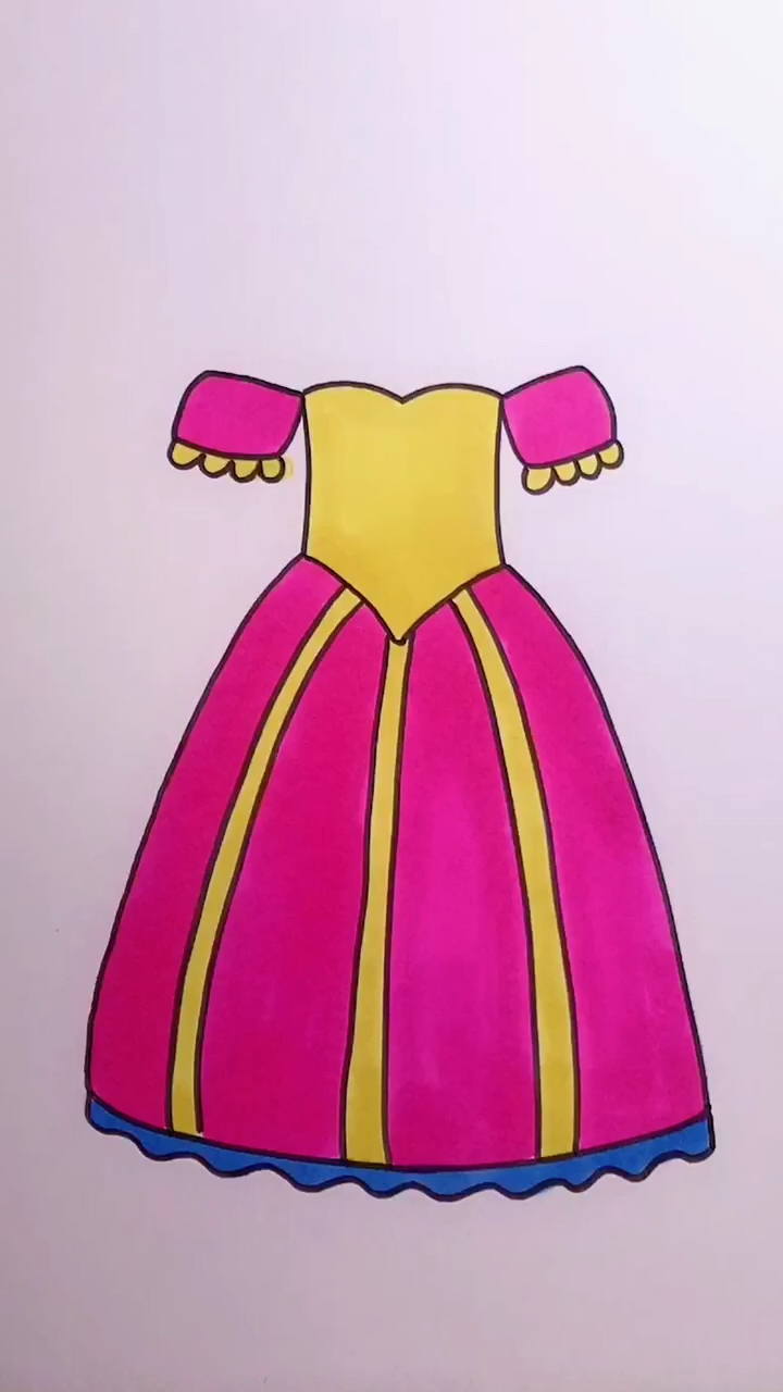 画画原来如此简单#简单画公主裙子