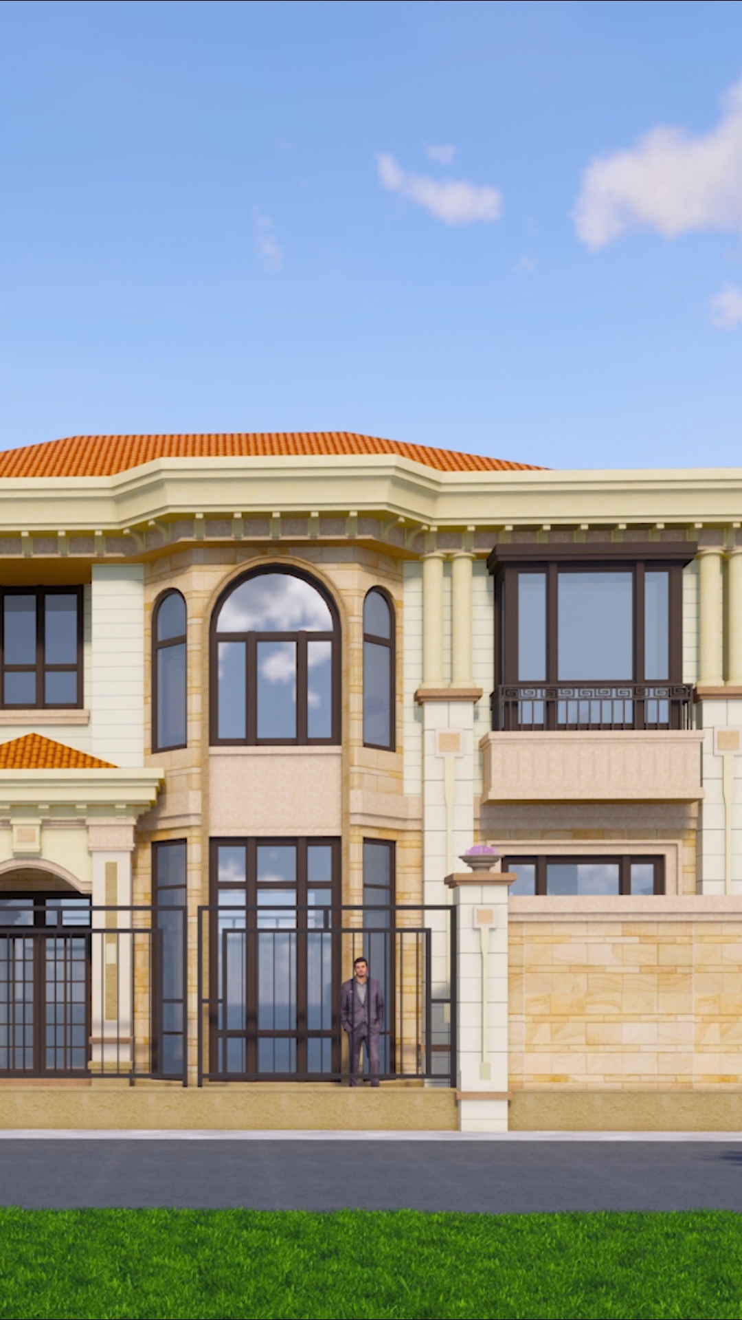 河北任丘二层14x10米欧式别墅设计,暖色为主,温馨舒适!