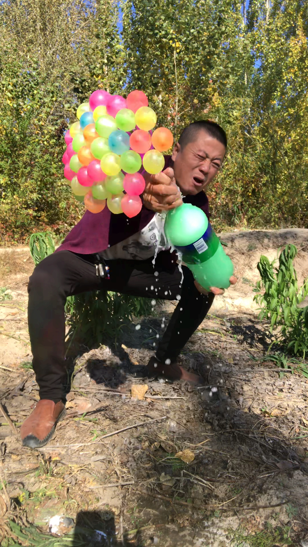 雪碧吹气球#吹爆三十个气球