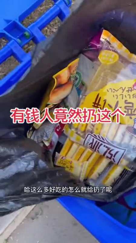 去富人区的垃圾桶里捡垃圾,没想到捡到了一大袋零食,有钱人太任性了!