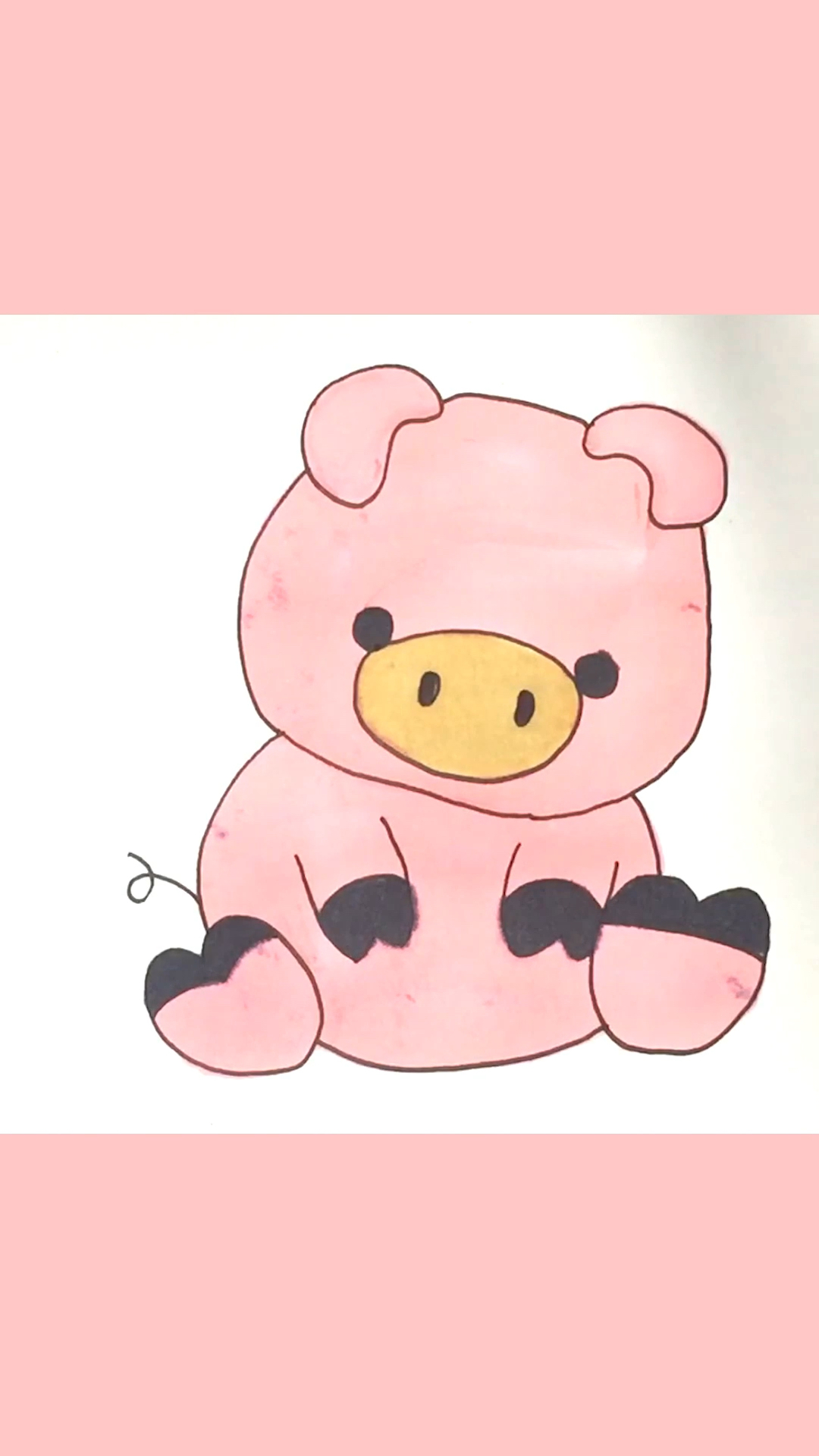 画画原来如此简单#粉色小猪简笔画,胖嘟嘟的身材超可爱