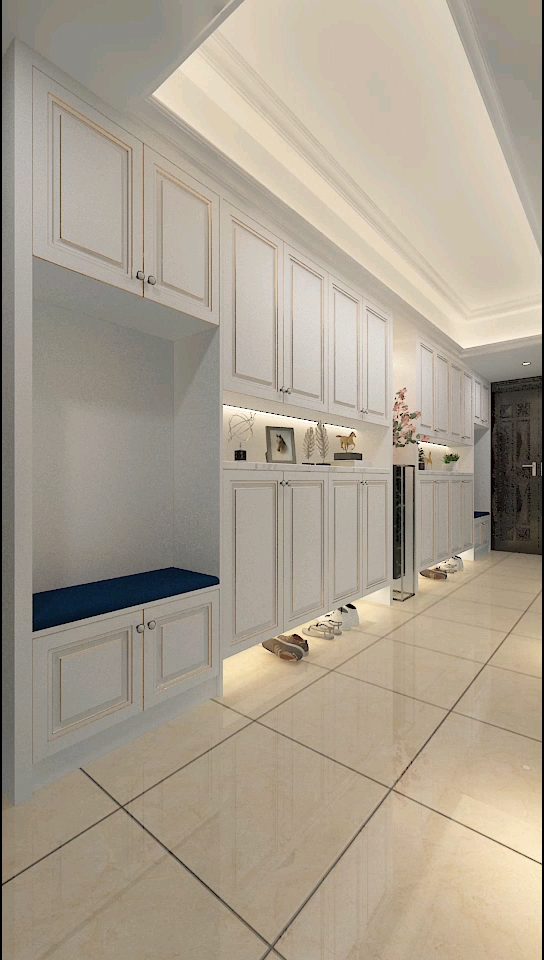 把玄关鞋柜做在电梯间,把公摊面积利用起来.