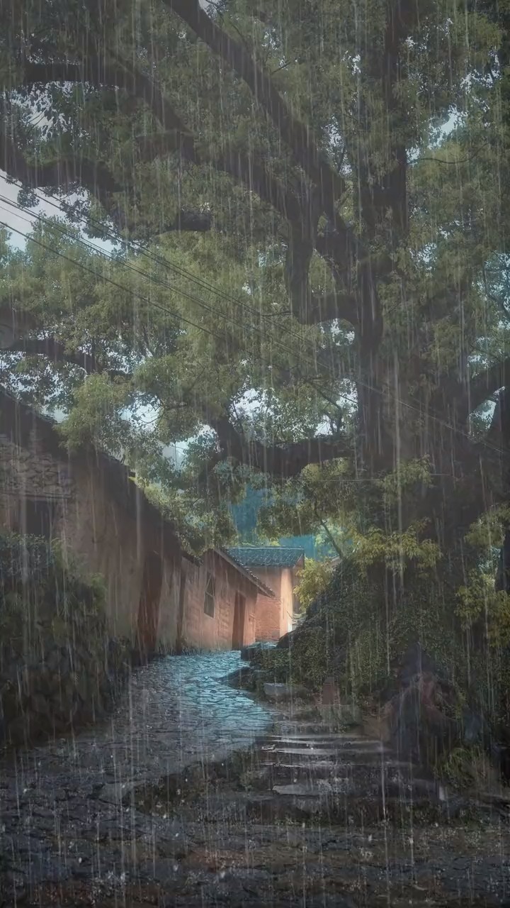 听雨是一种宣泄看雨是一种解压一阵久违的雨飘落在多情的山村下雨天