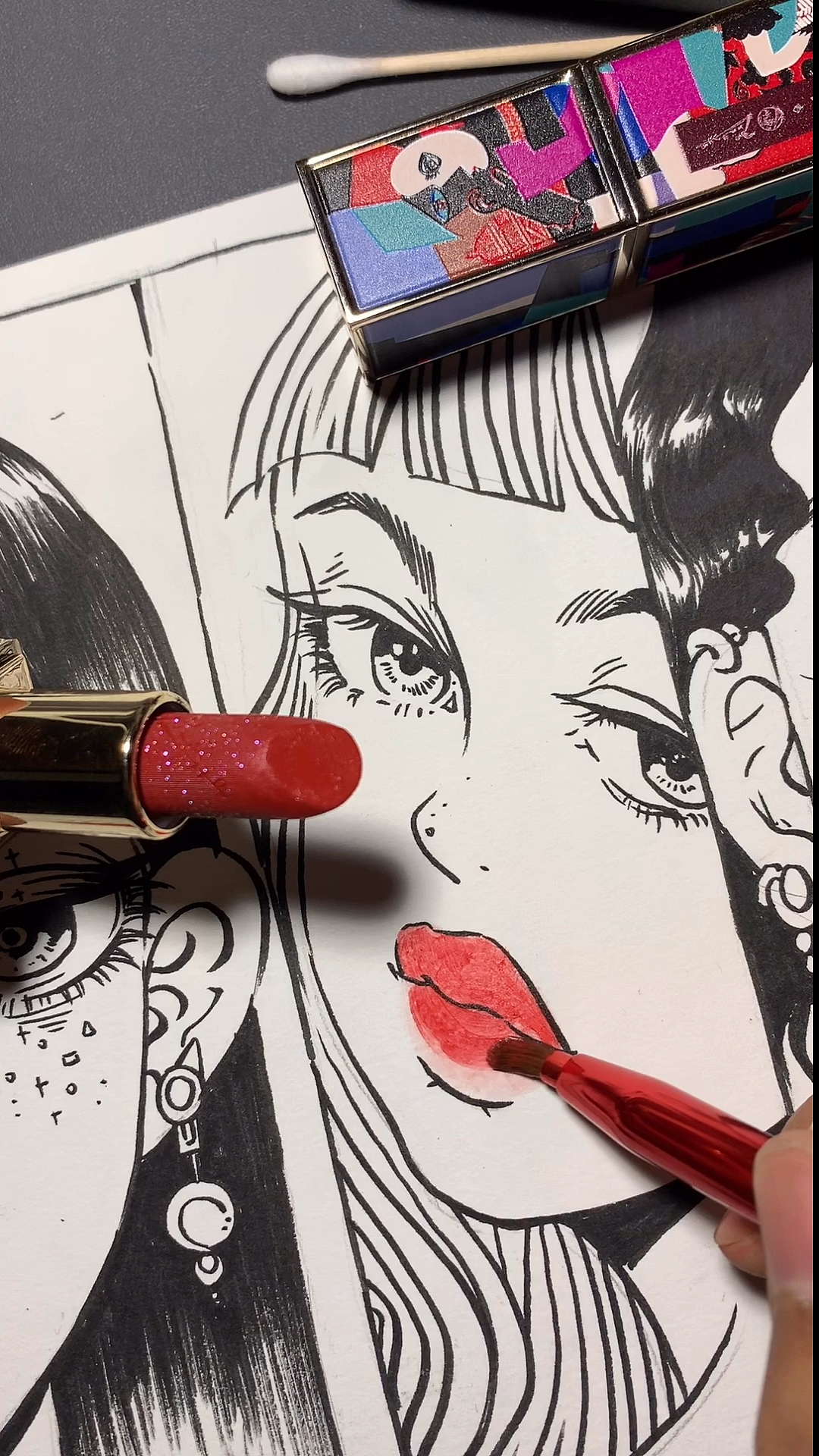 画画原来如此简单#用口红画画你见过吗?