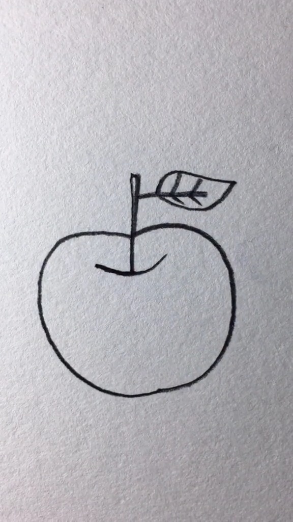 简笔画#用数字5画苹果,试试能吃吗?