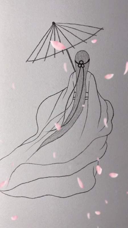 简笔画#画衣袂飘飘的古风女子,真的太漂亮了-全民小